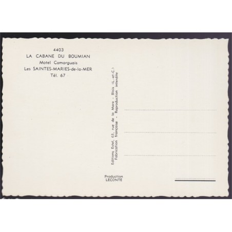 Les Saintes-Maries-de-la-Mer, motel camarguais - carte postale, 13 Bouches-du-Rhône, restaurants, ESTEL