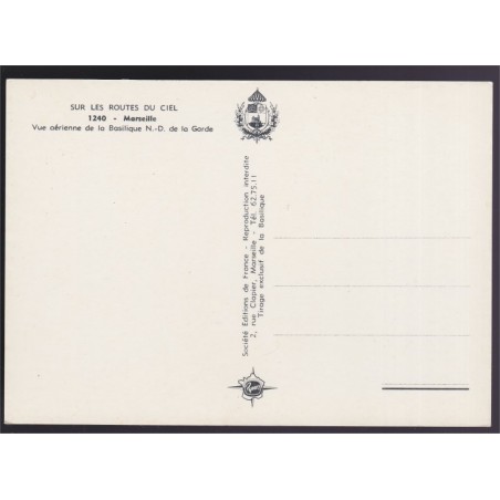 Marseille, vue aérienne de Notre-Dame de la Garde - carte postale, 13 Bouches-du-Rhône, églises