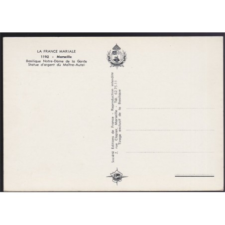 Marseille, Notre-Dame de la Garde, statue d'argent - carte postale, 13 Bouches-du-Rhône, églises, sculptures