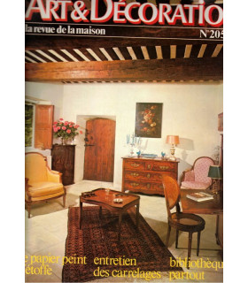 Art et Décoration, revue de la maison, N°205 mars 1978 - papier peint années 1970, meubles de métier, bibliothèques,