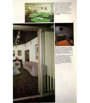 Papier peint années 1970, meubles de métier, bibliothèques, - Art et Décoration, revue de la maison, N°205 mars 1978 -