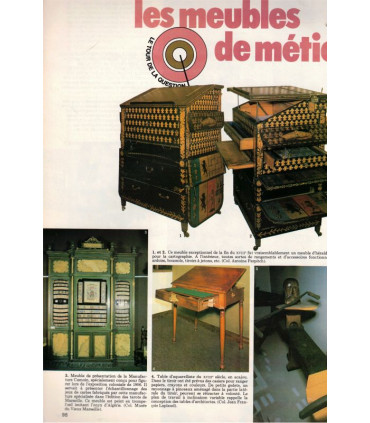 Papier peint années 1970, meubles de métier, bibliothèques, - Art et Décoration, revue de la maison, N°205 mars 1978 -