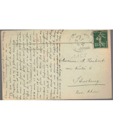 Ardèche, le Mont-Doré, la Grande Cascade, et timbre-poste Semeuse camée 10c vert 1922 - carte postale dép 63 Puy-de-Dôme