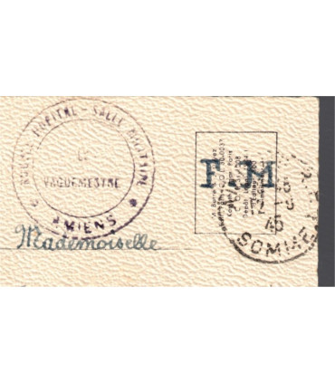 Amiens, la Chaussée Saint-Leu, et marque postale FM Franchise militaire Amiens 1945 - carte postale dép 80