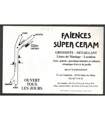 Salins-les-Bains, faïences Super Ceram - carte postale publicitaire,