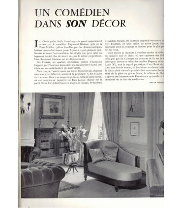 Acteur Raymond Gérôme, artiste Franz Priking, Comte Michel d'Ornano, troglodyte  - Art et Décoration, N°105 décembre 1963 -