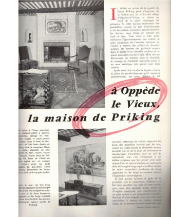 Acteur Raymond Gérôme, artiste Franz Priking, Comte Michel d'Ornano, troglodyte  - Art et Décoration, N°105 décembre 1963 -