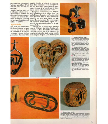 Objets paysans, marques à pain, marques à bêtes, dallages anciens, carrelages 1980,  - Art et Décoration, N°222 août 1980 -
