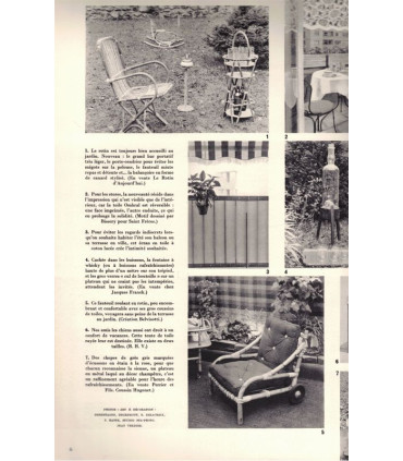 Mobilier de jardin 1960, décorateur hollandais Eric Grinwis, style moderne 1960,- Art et Décoration n°129 mai 1967