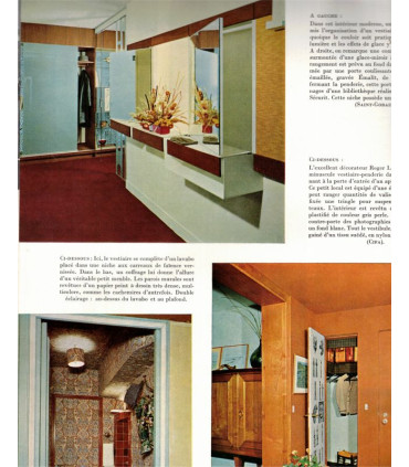 Meubles à éléments 1960, vestiaires dans l'entrée, céramiste Jacqueline de Vialar, - Art et Décoration n°117 sep 1965