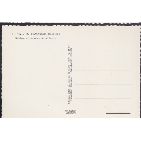 En Camargue, cabanes de pêcheurs - carte postale, 13 Bouches-du-Rhône, ESTEL