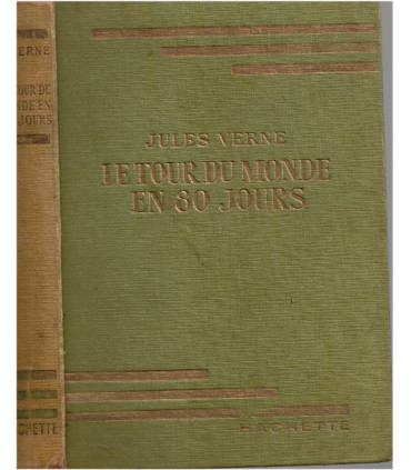 Le tour du Monde en 80 jours, Jules Verne, 1951 - course autour du monde, voyages, bibliothèque verte, couverture verte