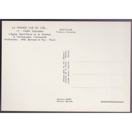 Caen, l'église Saint-Pierre et le château - carte postale, Calvados 14, vue du Ciel, GABY