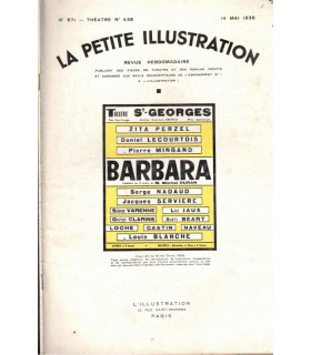 Barbara, comédie Michel Duran 1938, acteurs Zita Perzel, Daniel Lecourtois - La Petite Illustration Théâtre n°438 14 mai 1938