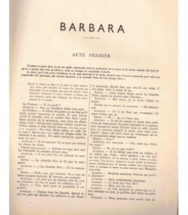Barbara, comédie Michel Duran 1938, acteurs Zita Perzel, Daniel Lecourtois - La Petite Illustration Théâtre n°438 14 mai 1938