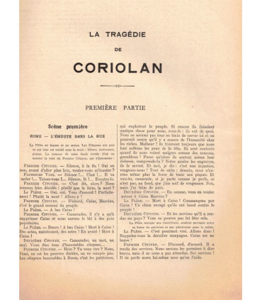 Coriolan, Shakespeare, Comédie-Française, acteurs Léon Bernard, Georges le Roy - La Petite Illustration Théâtre n°341 1934
