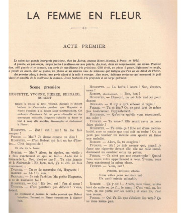 La femme en fleur, Denys Amiel, acteurs Valentine Tessier, Daniel Lecourtois - La Petite Illustration Théâtre n°391 1936