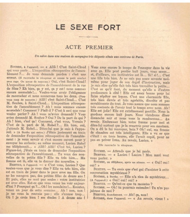 Le sexe fort, comédie Tristan Bernard, acteurs Signoret, Linirys, Gildès, Marie Bell  - Petite Illustration Théâtre n°307 1932