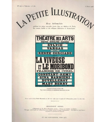 La Viveuse et le Moribond, comédie de François de Curel, acteurs Sylvie, Vargas,  - Petite Illustration Théâtre n°160 1926