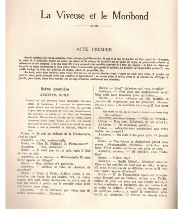 La Viveuse et le Moribond, comédie de François de Curel, acteurs Sylvie, Vargas,  - Petite Illustration Théâtre n°160 1926