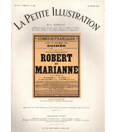 Robert et Marianne, comédie de Paul Géraldy, acteurs André Luguet, Thérèse Pierat,   - Petite Illustration Théâtre n°159 1926