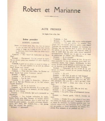 Robert et Marianne, comédie de Paul Géraldy, acteurs André Luguet, Thérèse Pierat,   - Petite Illustration Théâtre n°159 1926