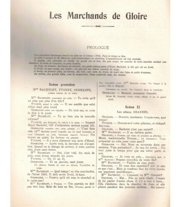 Les marchands de gloire, de Marcel Pagnol Paul Nivoix, acteurs Pierre Renoir Suzy Prim - La Petite Illustration Théâtre 157 1926
