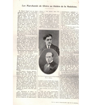 Les marchands de gloire, de Marcel Pagnol Paul Nivoix, acteurs Pierre Renoir Suzy Prim - La Petite Illustration Théâtre 157 1926