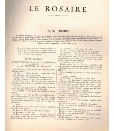 Le rosaire, André Bisson, Florence Barclay, acteurs Andrée Mégard, Jean Yonnel - La Petite Illustration Théâtre n°156 1926