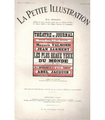 Les plus beaux yeux du monde, jean Sarment, acteurs Marguerite Valmont, Abel Jacquin - La Petite Illustration Théâtre n°155 1926