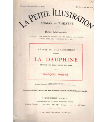 La Dauphine, comédie de François Porché - La Petite Illustration Théâtre N°44 1921