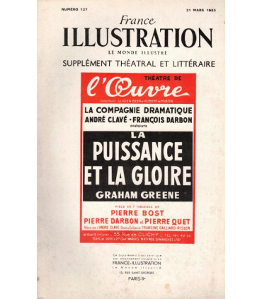 La puissance et la gloire, Graham Greene, acteurs Julien Guiomar, Robert Porte  - France Illustration N°127 1953