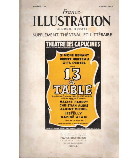 Treize à table, Marc-Gilbert Sauvajon, acteurs Simone Renant, Robert Murzeau, Maxime Fabert - France Illustration N°128 1953