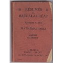 Résumés du bac 1937 mathématiques, Librairie Joseph Gibert