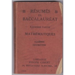 Résumés du bac 1937 mathématiques, Librairie Joseph Gibert, manuels mathématiques