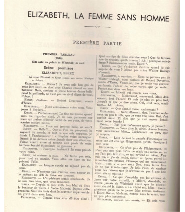 Elizabeth la femme sans homme, André Josset, acteurs Jacques Erwin, Germaine Dermoz - La Petite Illustration Théâtre N°386 1936