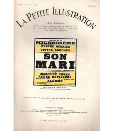 Son mari, Paul Géraldy, acteurs Marcelle Yrven, Renée Devillers, Alerme  - La Petite Illustration Théâtre N°183 1927