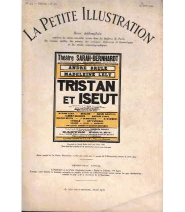 Tristan et Iseut, Joseph Bédier et Louis Artus, acteurs André Brulé, Madeleine Lély - La Petite Illustration Théâtre N°231 1929