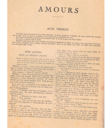 Amours, Paul Nivoix, acteurs Jacques Dumesnil, Jacques Séol, Suzanne Desprès - La Petite Illustration Théâtre N°223 1929