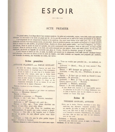 Espoir, Henry Bernstein, acteurs Victor Francen, Claude Dauphin, jean Davy - La Petite Illustration Théâtre N°390 1936