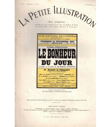 Le bonheur-du-jour, Edmond Guiraud, acteurs Charpin, Renée Devillers  - La Petite Illustration Théâtre 178 1927