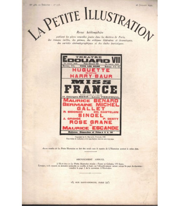 Miss France, Georges Berr, acteurs Harry Baur, Maurice Bénard, Germaine Michel - La Petite Illustration Théâtre N°258 1930