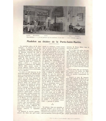 Madelon, Jean Sarment, acteurs Marthe Régnier, Jacques Gretillat- La Petite Illustration Théâtre N°140 1925