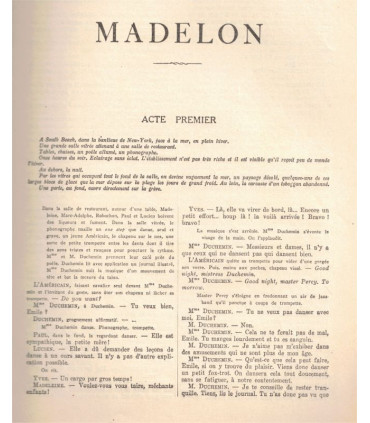 Madelon, Jean Sarment, acteurs Marthe Régnier, Jacques Gretillat- La Petite Illustration Théâtre N°140 1925