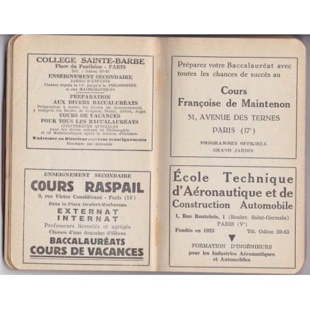 Résumés du bac 1937 mathématiques, Librairie Joseph Gibert, manuels mathématiques
