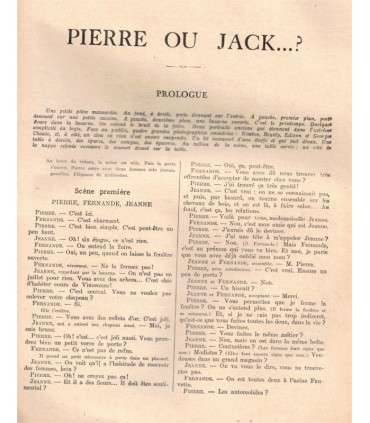 Pierre ou Jack, Francis de Croisset , acteurs Fernand Gravey, Jane Renouardt,   - La Petite Illustration Théâtre N°291 1932