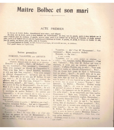 Maître Bolbec et son mari, Georges Berr, acteurs Madeleine Soria, Lucien Rozenberg - La Petite Illustration Théâtre N°191 1927