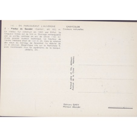 Viaduc de Garabit - carte postale, Cantal 15, Auvergne, ponts, Eiffel, GABY