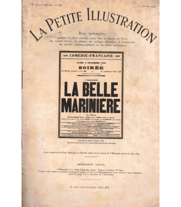 La belle marinière, Marcel Achard, acteurs Marie Bell, Jean Yonnel - La Petite Illustration Théâtre N°249 1930