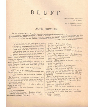 Bluff, Delance, acteurs Jules Berry, Marguerite Morno, Pierre Larquey, Suzy Prim  - La Petite Illustration Théâtre 290 1932
